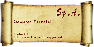 Szopkó Arnold névjegykártya
